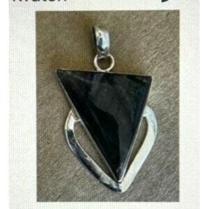 NEW Madagascar Labradorite Triangle Pendant Sterling Silver Handmade